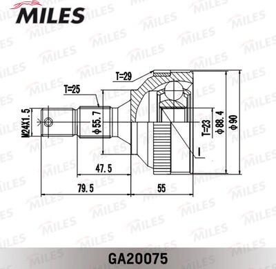 Miles GA20075 - Шарнірний комплект, ШРУС, приводний вал autocars.com.ua
