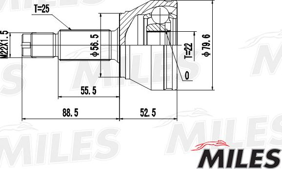 Miles GA20105 - Шарнирный комплект, ШРУС, приводной вал avtokuzovplus.com.ua