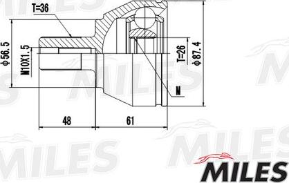 Miles GA20109 - Шарнирный комплект, ШРУС, приводной вал avtokuzovplus.com.ua