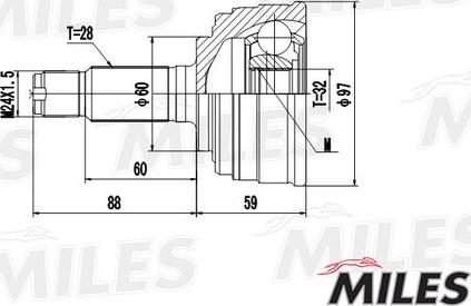 Miles GA20126 - Шарнірний комплект, ШРУС, приводний вал autocars.com.ua