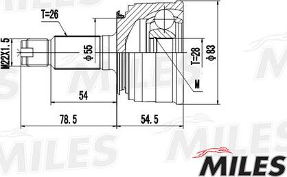 Miles GA20139 - Шарнирный комплект, ШРУС, приводной вал avtokuzovplus.com.ua
