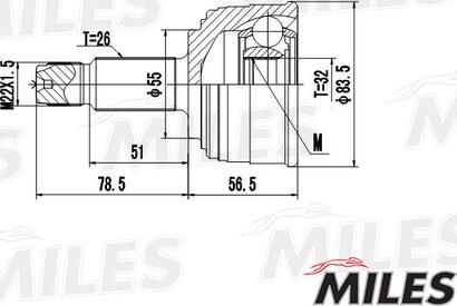 Miles GA20142 - Шарнірний комплект, ШРУС, приводний вал autocars.com.ua
