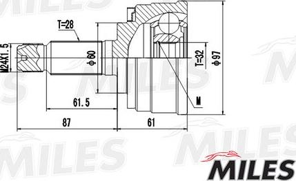 Miles GA20152 - Шарнирный комплект, ШРУС, приводной вал avtokuzovplus.com.ua