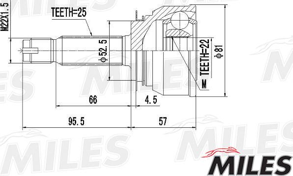 Miles GA20160 - Шарнірний комплект, ШРУС, приводний вал autocars.com.ua
