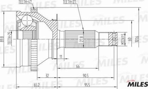 Miles GA20173 - Шарнирный комплект, ШРУС, приводной вал avtokuzovplus.com.ua
