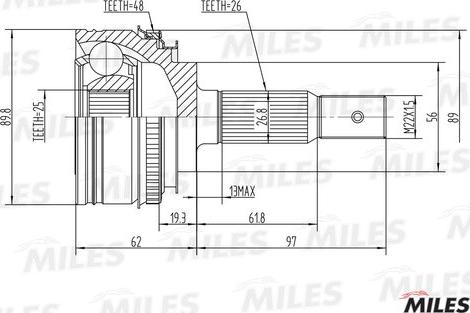 Miles GA20205 - Шарнирный комплект, ШРУС, приводной вал avtokuzovplus.com.ua