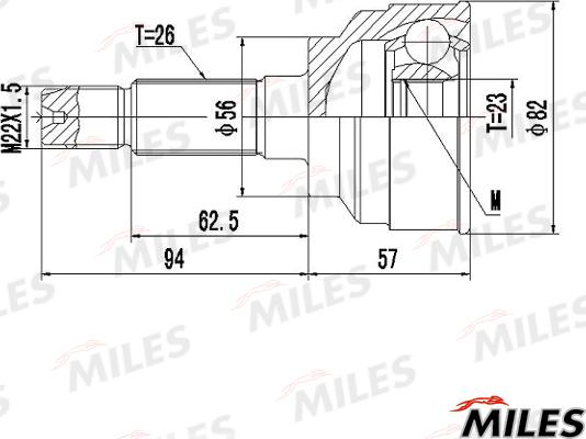 Miles GA20229 - Шарнирный комплект, ШРУС, приводной вал avtokuzovplus.com.ua