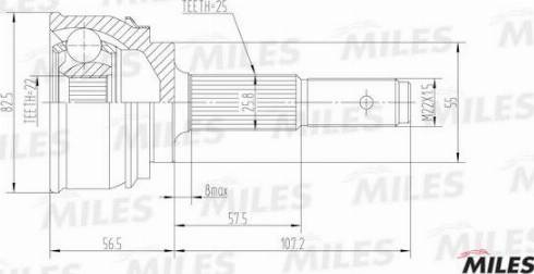 Miles GA20579 - Шарнирный комплект, ШРУС, приводной вал avtokuzovplus.com.ua