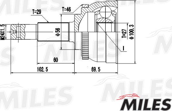 Miles GA20300 - Шарнирный комплект, ШРУС, приводной вал avtokuzovplus.com.ua