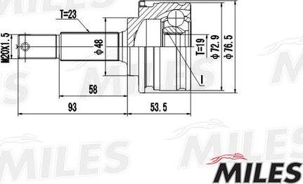 Miles GA20301 - Шарнірний комплект, ШРУС, приводний вал autocars.com.ua