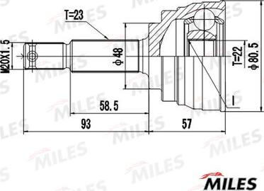 Miles GA20307 - ШРУС NISSAN MICRA 1.3-1.5D 92-03 нар. autodnr.net