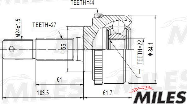 Miles GA20311 - Шарнирный комплект, ШРУС, приводной вал avtokuzovplus.com.ua