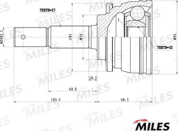 Miles GA20325 - Шарнірний комплект, ШРУС, приводний вал autocars.com.ua