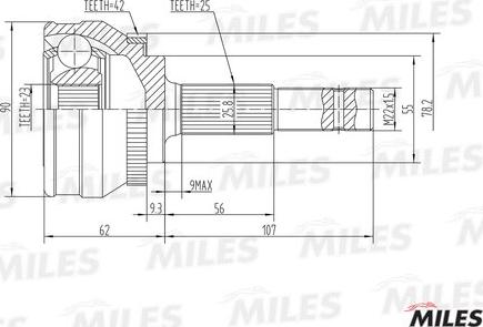 Miles GA20336 - Шарнирный комплект, ШРУС, приводной вал avtokuzovplus.com.ua