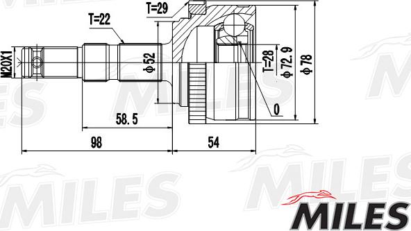 Miles GA20356 - ШРУС OPEL CORSA 1.0-1.2 00- нар.ABS autodnr.net