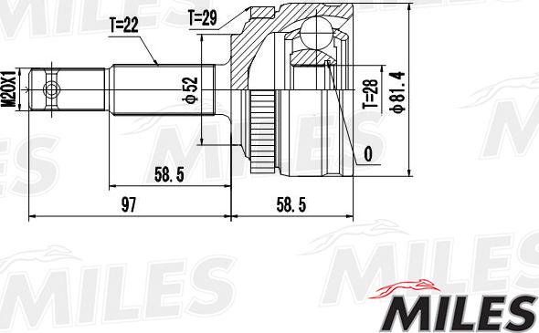 Miles GA20358 - Шарнирный комплект, ШРУС, приводной вал avtokuzovplus.com.ua