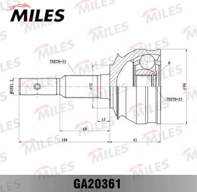 Miles GA20361 - Шарнірний комплект, ШРУС, приводний вал autocars.com.ua