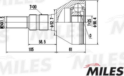 Miles GA20363 - Шарнирный комплект, ШРУС, приводной вал avtokuzovplus.com.ua