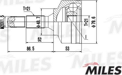 Miles GA20368 - Шарнирный комплект, ШРУС, приводной вал avtokuzovplus.com.ua