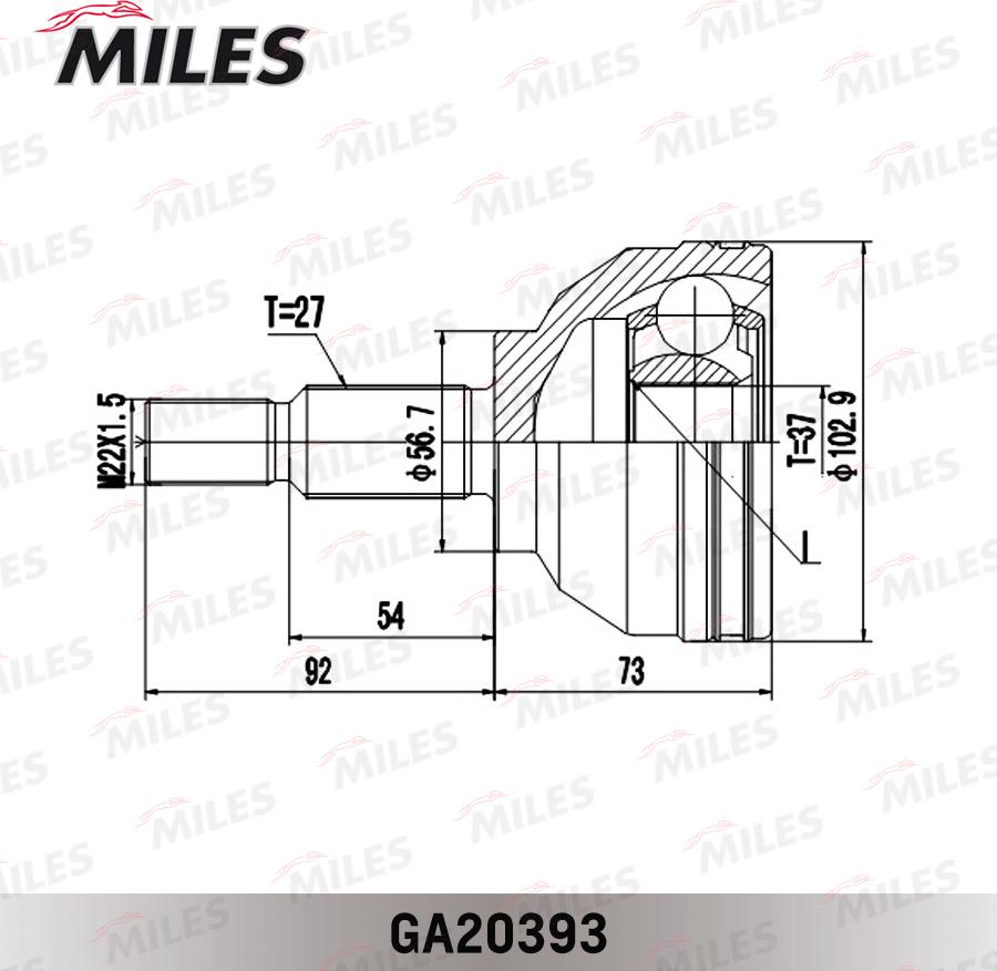 Miles GA20393 - Шарнирный комплект, ШРУС, приводной вал avtokuzovplus.com.ua