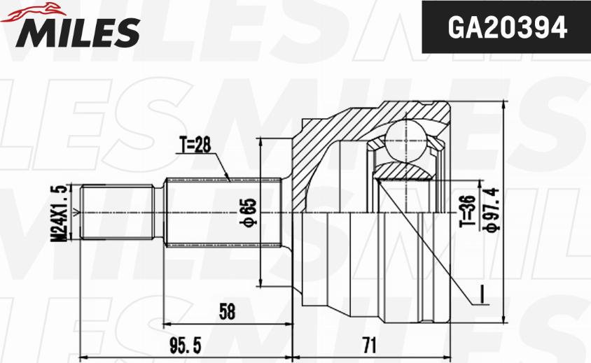 Miles GA20394 - Шарнірний комплект, ШРУС, приводний вал autocars.com.ua