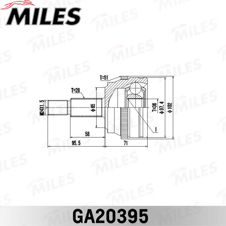 Miles GA20395 - Шарнирный комплект, ШРУС, приводной вал avtokuzovplus.com.ua