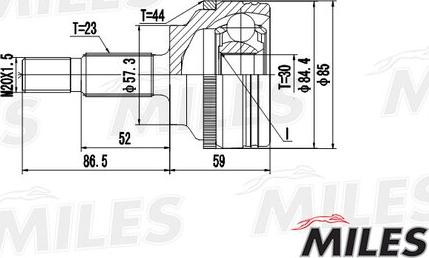 Miles GA20398 - Шарнирный комплект, ШРУС, приводной вал avtokuzovplus.com.ua