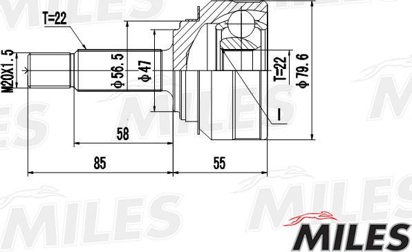 Miles GA20414 - Шарнирный комплект, ШРУС, приводной вал avtokuzovplus.com.ua