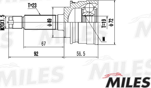 Miles GA20439 - Шарнирный комплект, ШРУС, приводной вал avtokuzovplus.com.ua