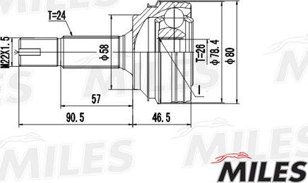 Miles GA20501 - Шарнирный комплект, ШРУС, приводной вал avtokuzovplus.com.ua