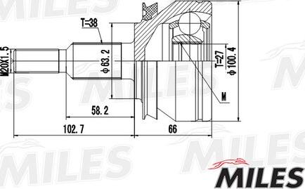 Miles GA20613 - Шарнірний комплект, ШРУС, приводний вал autocars.com.ua