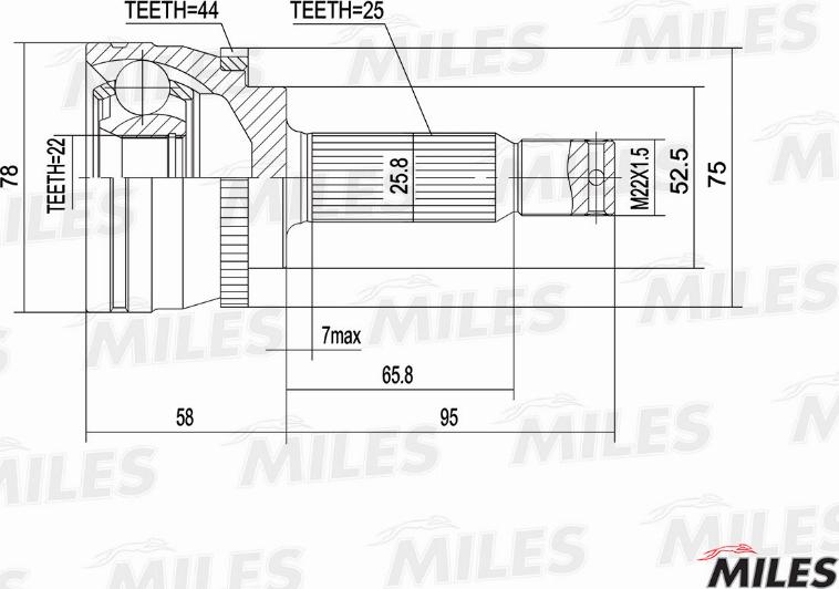 Miles GA20537 - Шарнірний комплект, ШРУС, приводний вал autocars.com.ua