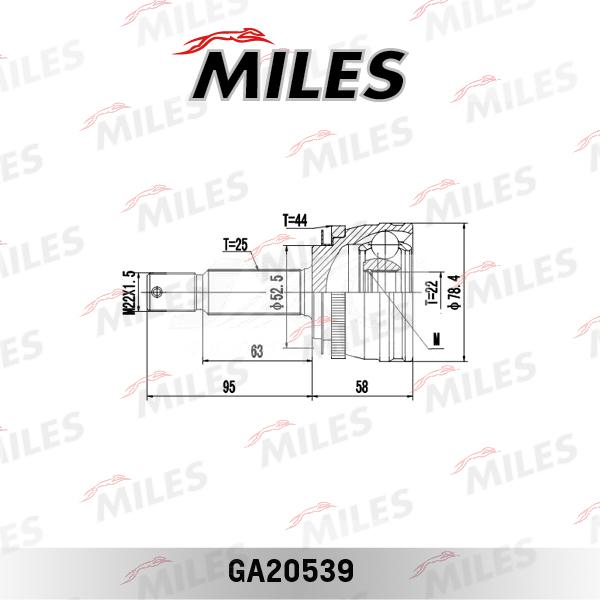 Miles GA20539 - Шарнирный комплект, ШРУС, приводной вал avtokuzovplus.com.ua