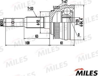 Miles GA20544 - Шарнирный комплект, ШРУС, приводной вал avtokuzovplus.com.ua
