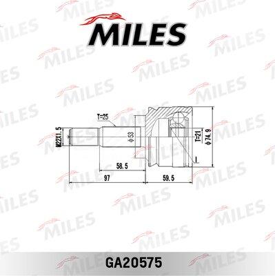 Miles GA20575 - Шарнірний комплект, ШРУС, приводний вал autocars.com.ua