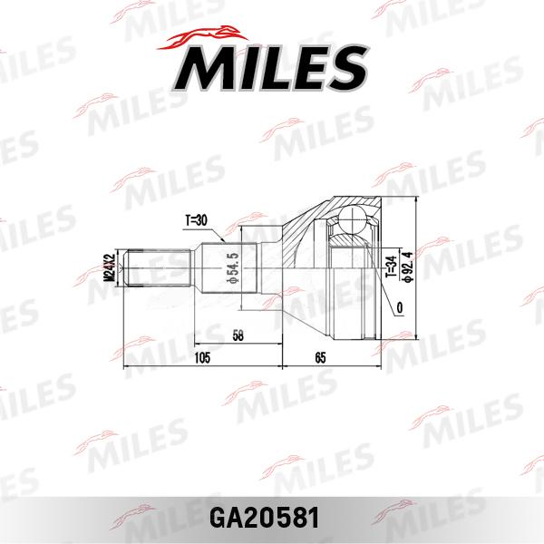 Miles GA20581 - Шарнірний комплект, ШРУС, приводний вал autocars.com.ua