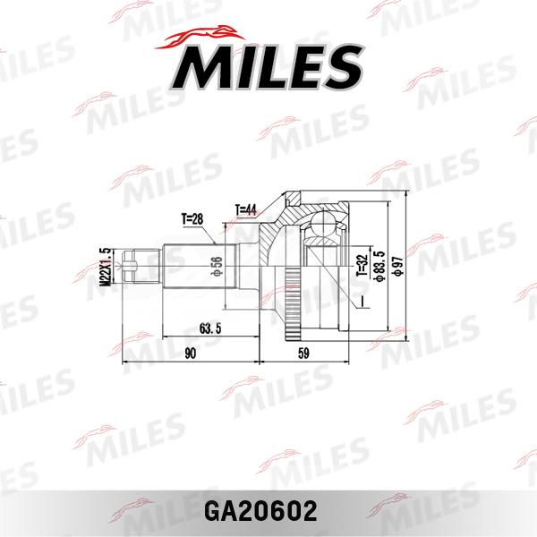 Miles GA20602 - Шарнирный комплект, ШРУС, приводной вал avtokuzovplus.com.ua