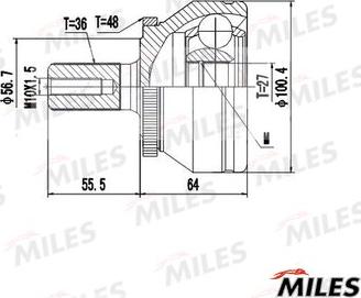 Miles GA20605 - Шарнірний комплект, ШРУС, приводний вал autocars.com.ua