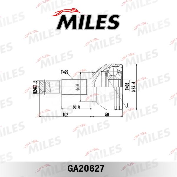 Miles GA20627 - Шарнирный комплект, ШРУС, приводной вал avtokuzovplus.com.ua
