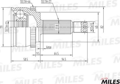 Miles GA20629 - Шарнірний комплект, ШРУС, приводний вал autocars.com.ua