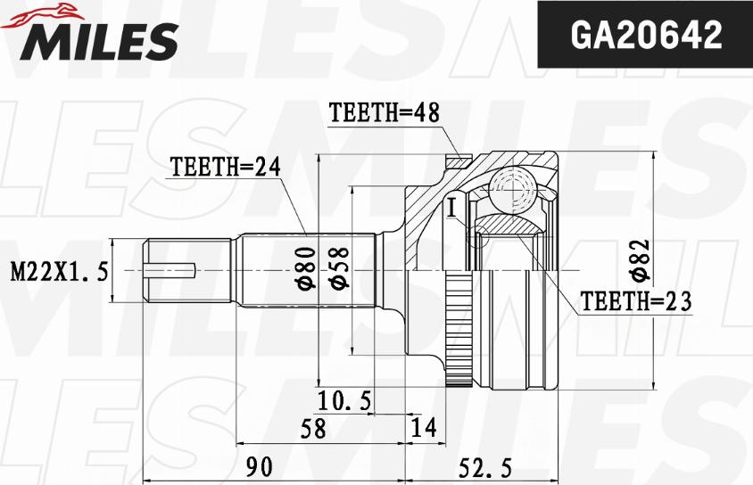 Miles GA20642 - Шарнірний комплект, ШРУС, приводний вал autocars.com.ua