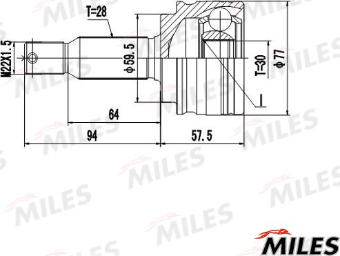 Miles GA20648 - Шарнирный комплект, ШРУС, приводной вал avtokuzovplus.com.ua