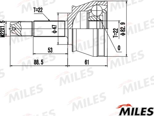 Miles GA20654 - Шарнірний комплект, ШРУС, приводний вал autocars.com.ua