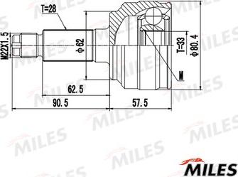 Miles GA20658 - Шарнірний комплект, ШРУС, приводний вал autocars.com.ua