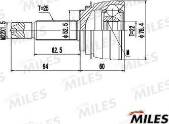 Miles GA20660 - Шарнірний комплект, ШРУС, приводний вал autocars.com.ua