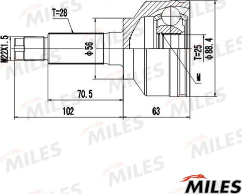 Miles GA20682 - Шарнірний комплект, ШРУС, приводний вал autocars.com.ua