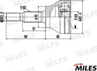 Miles GA20712 - Шарнирный комплект, ШРУС, приводной вал avtokuzovplus.com.ua