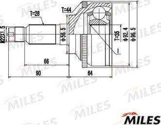 Miles GA20713 - Шарнирный комплект, ШРУС, приводной вал avtokuzovplus.com.ua