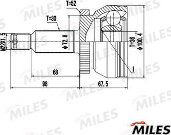 Miles GA20727 - Шарнірний комплект, ШРУС, приводний вал autocars.com.ua