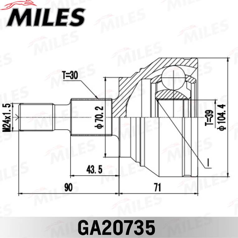 Miles GA20735 - Шарнирный комплект, ШРУС, приводной вал avtokuzovplus.com.ua